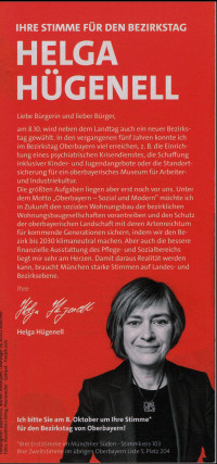 Die Seite Helga Hügenell aus dem gemeinsamen Wahlkampf-Flyer