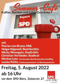 Einladungsplakat zum Sommer-Cafe in der Daiserstraße