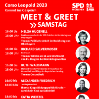 Plakat mit den Sprechzeiten verschiedener SPD-Kandidat*innen