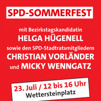 Einladungsplakat zum Sommerfest am 23.07.2023 am Wettersteinplatz