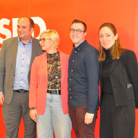 Diese Vier kandidieren für den Deutschen Bundestag bei der Wahl am 23.2.2025, von links nach rechts: Senastian Roloff, Sija Knorr-Köning, David Rausch, Philippa Sigl-Glöckner